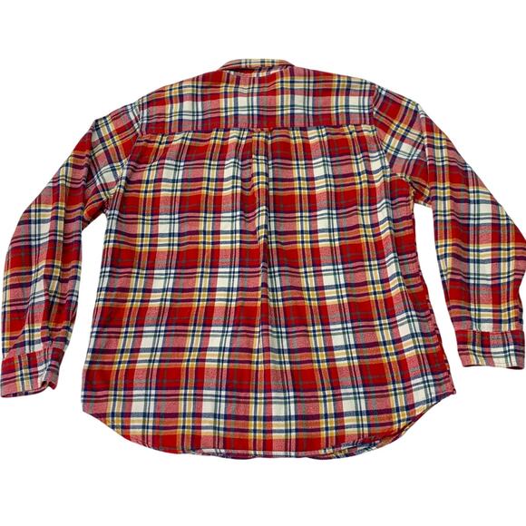Woolrich Mens Large Trout Run Red Gold Plaid Long Sleeve Cotton Flannel Shirt - Picture 3 of 8
